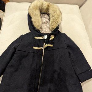 Fur hooded coat
